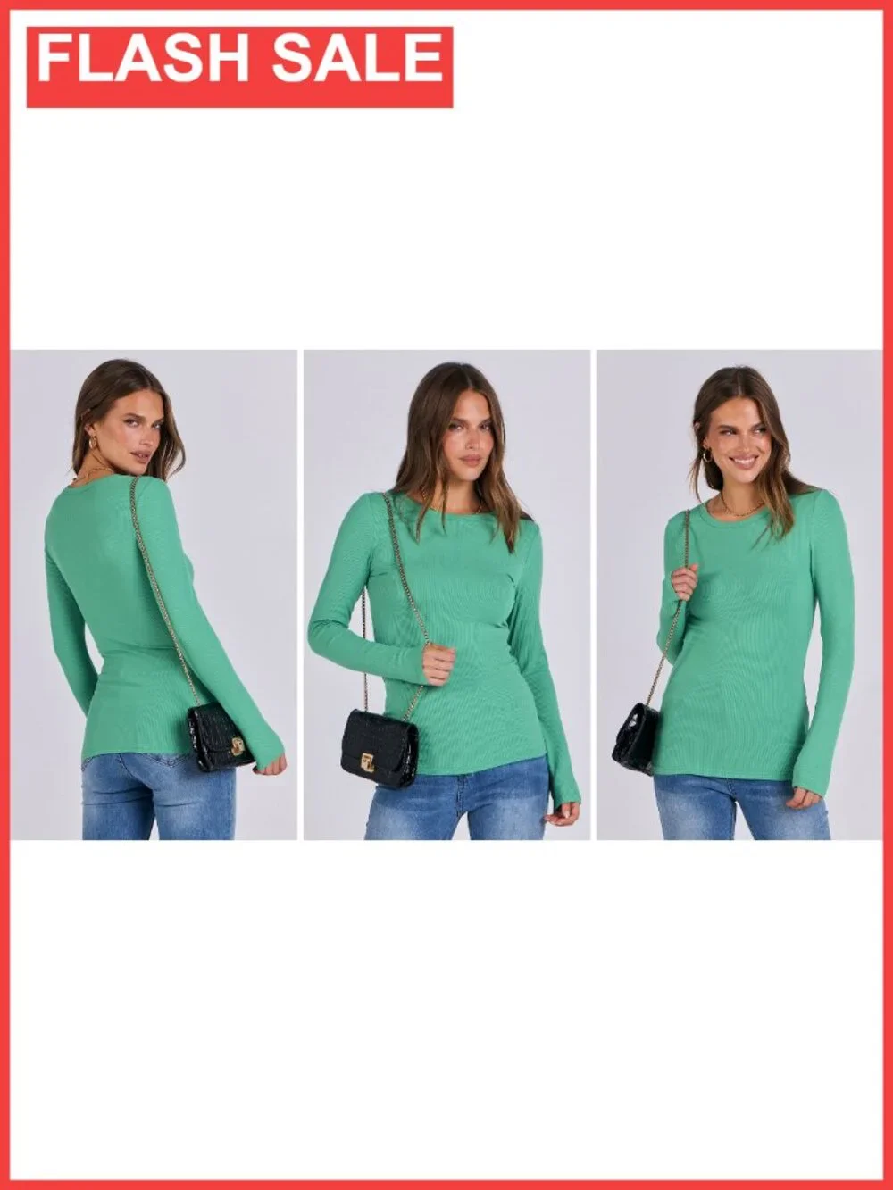 Women Ribbed Long Sleeve Slim Fit Crewneck T-Shirt Casual Work Top